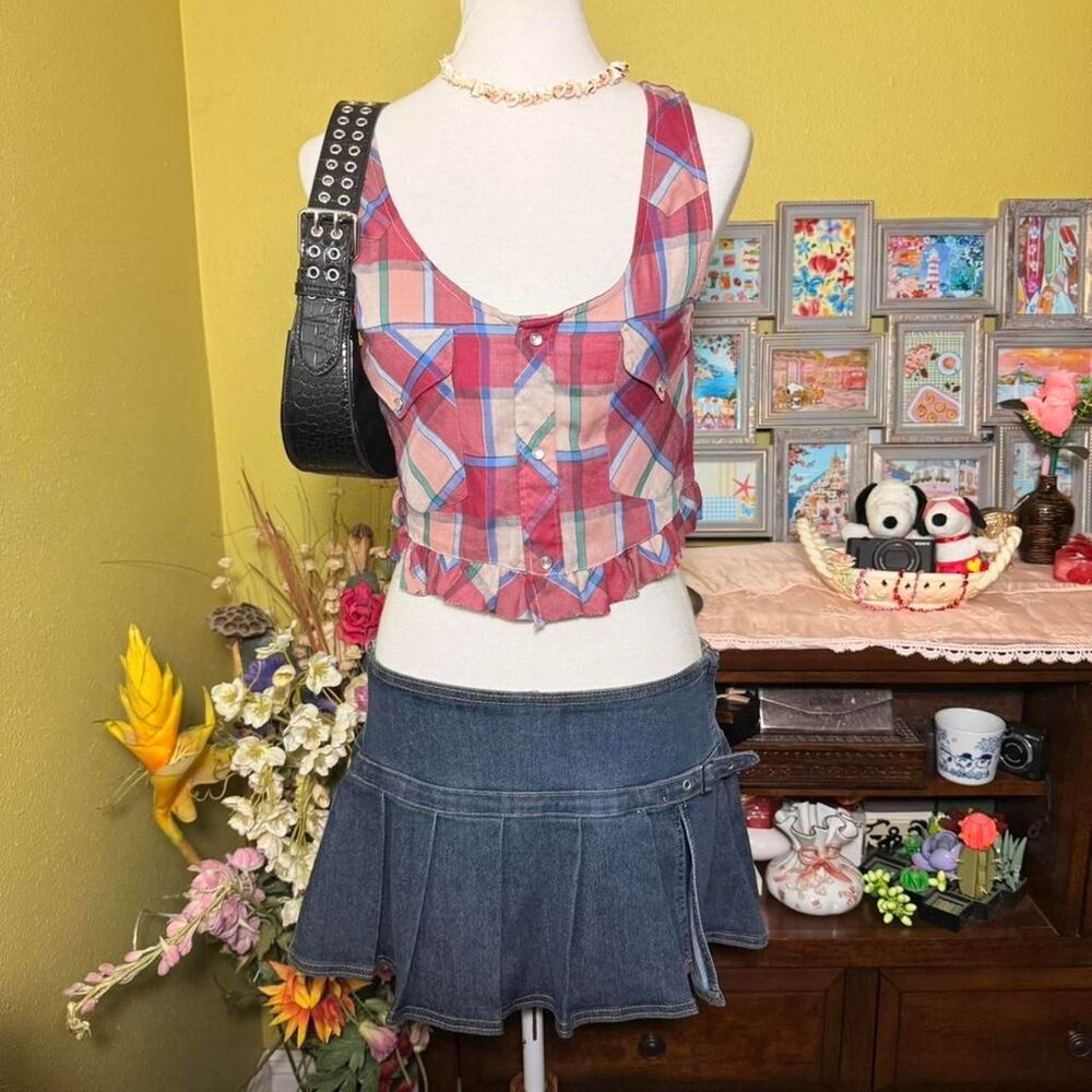 Furst of a Kind NWT Vintage Reworked Button Up Vest Top Women’s